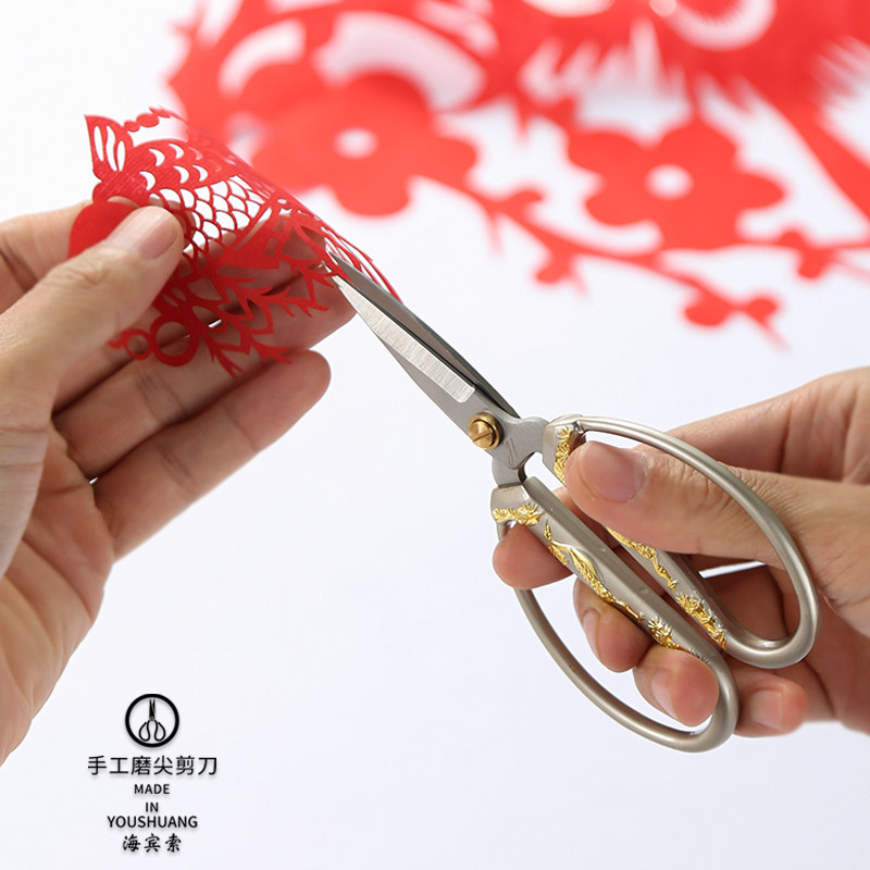 剪纸专用剪刀窗花尖头锋利专业手工二次磨尖艺人剪刀图片