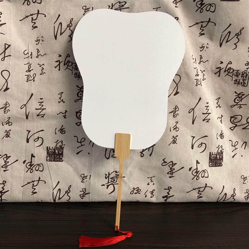非遗漆扇大号20CM空白宣纸团扇双面加厚绘画水拓画漂漆扇手工扇子图片