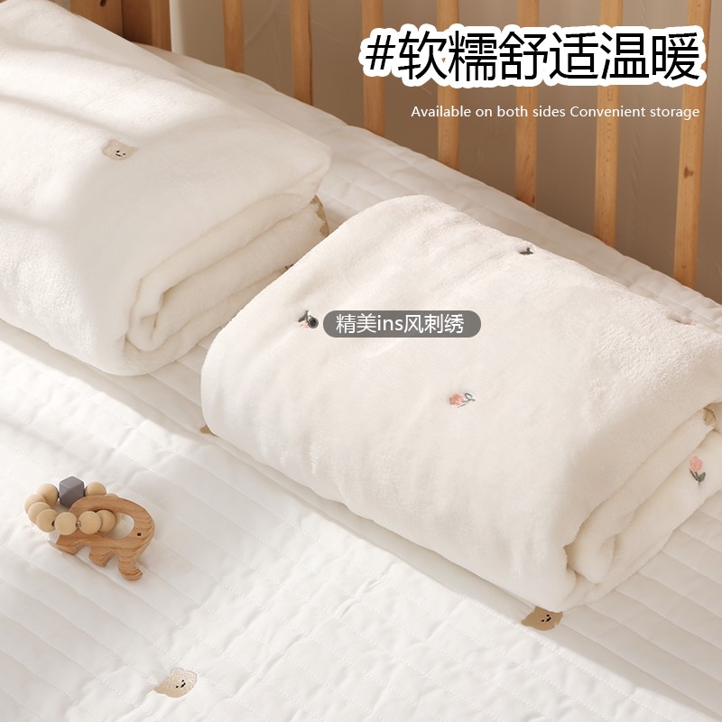 婴儿被子毛毯秋冬珊瑚绒盖毯新生宝宝专用安抚豆豆毯外出儿童小被