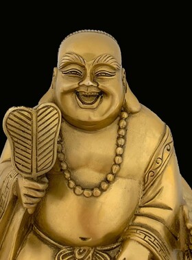 善缘堂赤脚大仙铜像海蟾子像黄铜站像坐像家居客厅工艺品桌面摆件