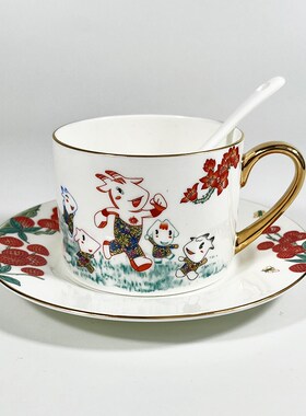 实体店经营 白玉瓷咖啡杯 广州特色工艺杯 广彩工艺咖啡杯
