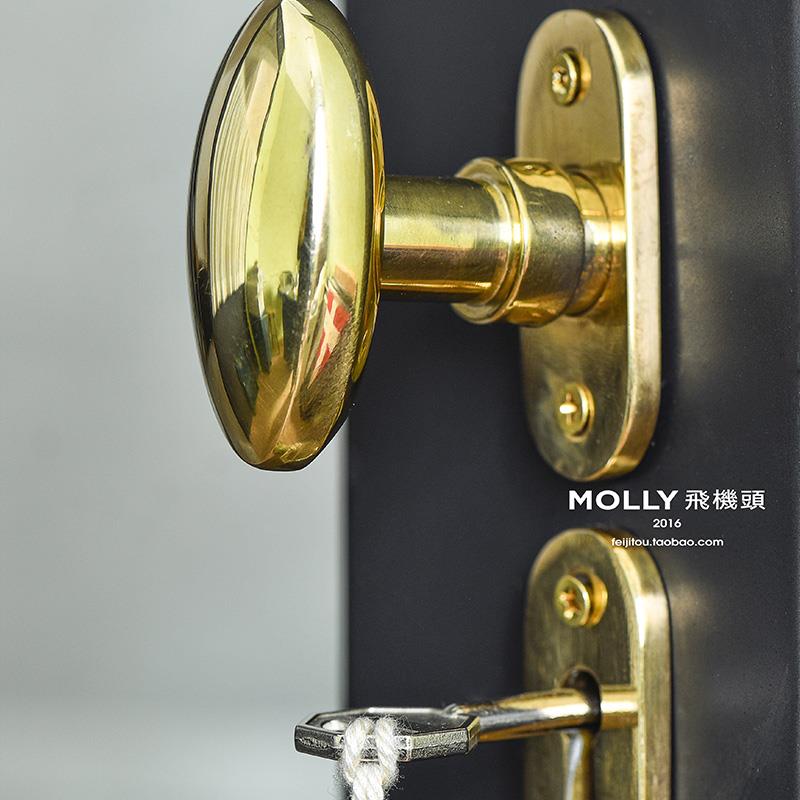 复古纯铜门锁椭圆形分体式锁室内房门卫生间家用黄铜锁含配件