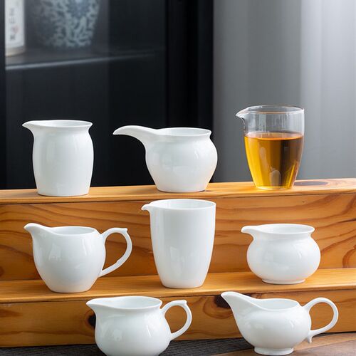 德化羊脂玉公道杯茶漏白瓷茶海玻璃公杯大小号陶瓷过滤分茶器定制