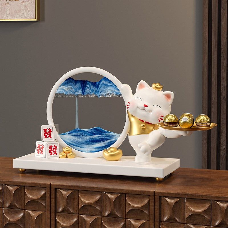 招财猫流沙画钥匙收纳玄关摆件家居入户门口装饰客厅乔迁新居礼品