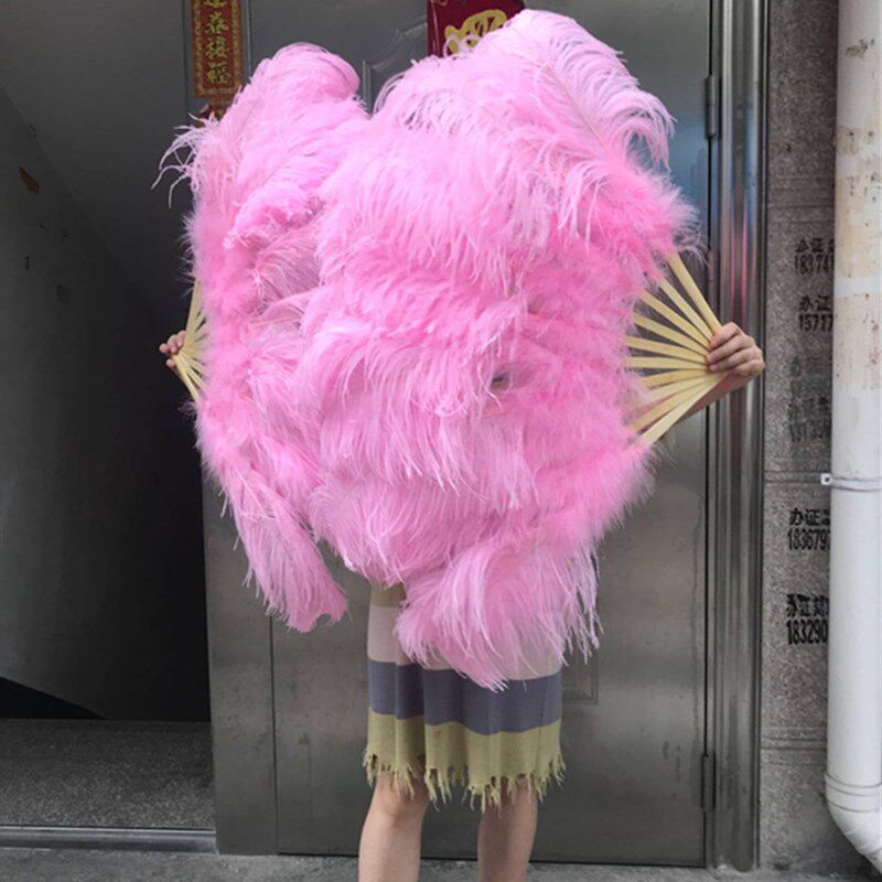 羽毛扇鸵鸟毛扇子 肚皮舞蹈蹦迪酒吧表演演唱会道具羽毛扇子折扇