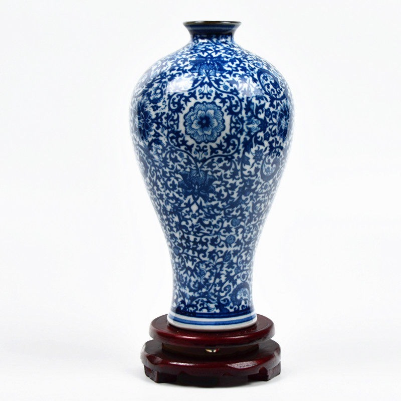 景德镇陶瓷花瓶客厅装饰青花瓷博古架酒柜瓷器工艺品摆件小瓷瓶