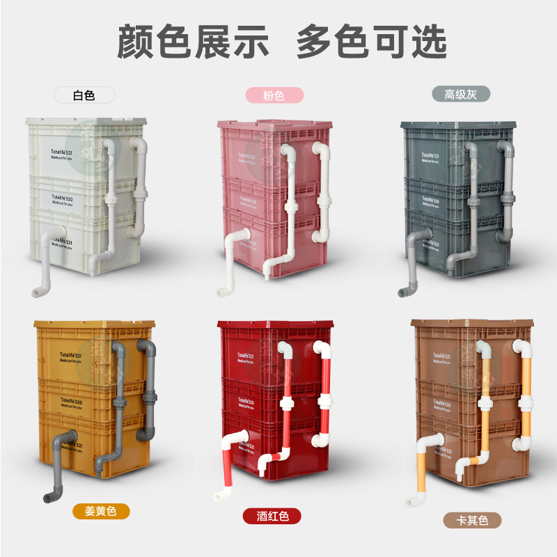 工业风内置鱼缸过滤箱周转箱兰寿养龟过滤盒水泵外置水循环过滤