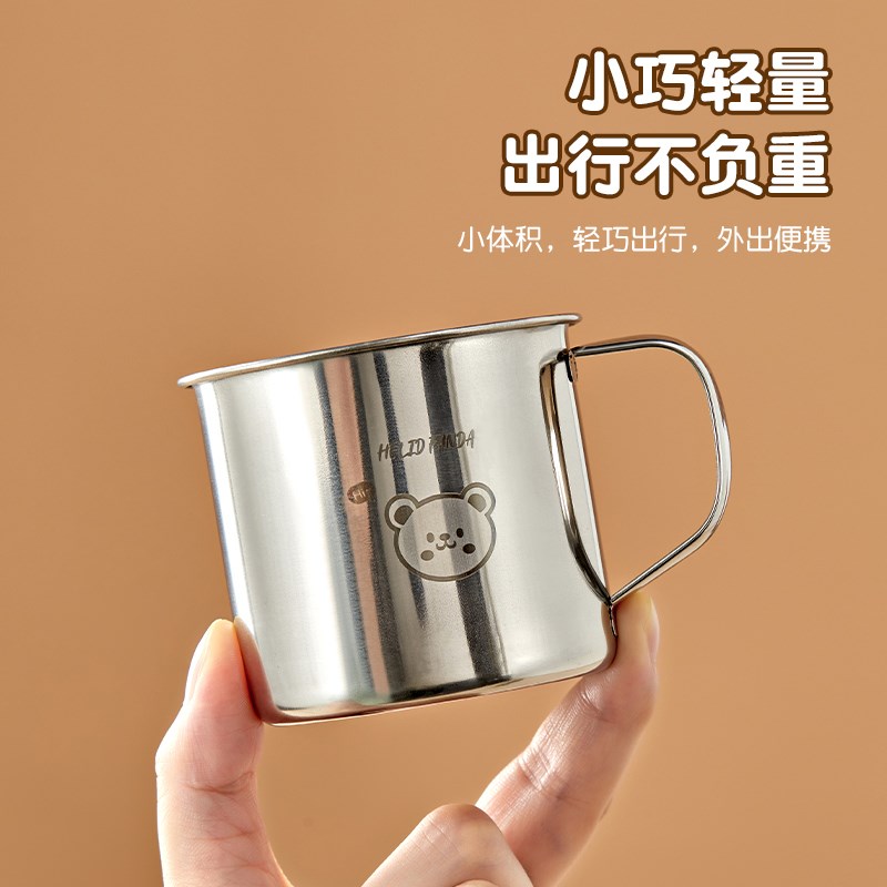 304不锈钢儿童水杯宝宝外出小敞口杯漱口杯幼儿园防摔牛奶杯子图片