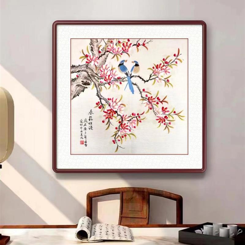 四尺斗方工笔花鸟国画 画凌雪手绘客厅饭厅卧室玄关走廊电视背景