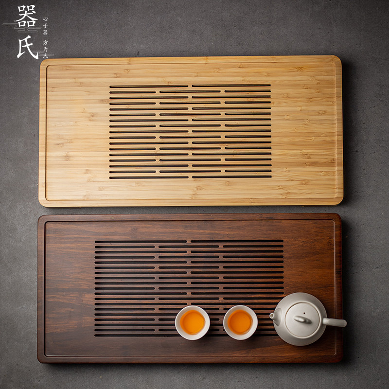 器氏 竹制茶盘家用日式简约茶具套装茶海 排水蓄水式大茶台竹托盘