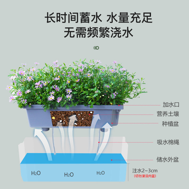 阳台蔬菜专用种菜花盆塑料懒人自吸花盆辣椒香葱长方形多肉种植箱