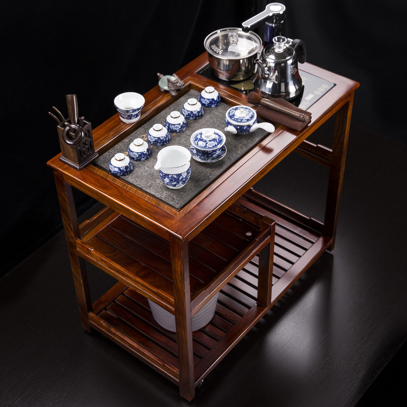 汇享茶车花梨木可移动带轮阳台小茶桌实木茶台茶盘功夫泡茶桌茶具