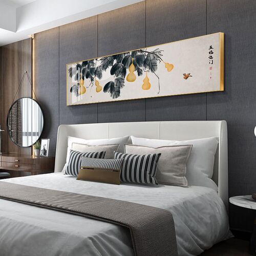 福禄满堂横款客厅挂画新中式沙发背景墙装饰画房间床头招财壁画