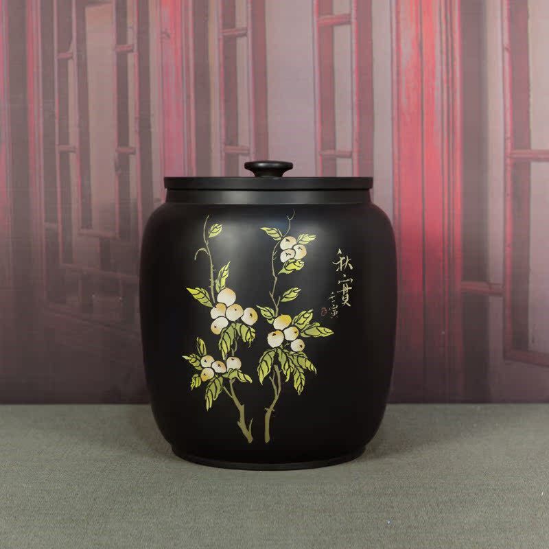 茶叶罐大号茶缸水缸家用米缸普洱十饼茶存茶罐茶叶储存罐建水紫陶