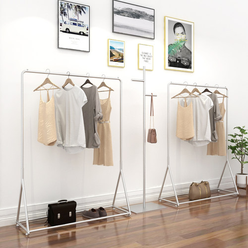 服装店衣架展示架落地式婚纱架卧室晾衣杆架简约男女侧挂中岛架子