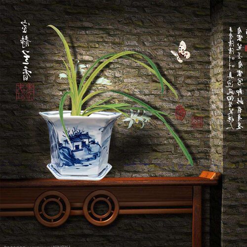 景德镇陶瓷特大号室内兰花绿萝花盆手绘青花瓷发财树专用新中式树