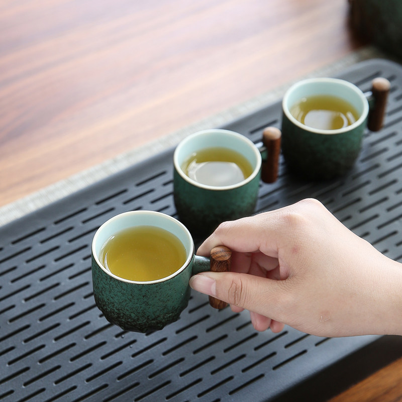 窑变复古陶瓷功夫茶具套装家用客厅办公高档盖碗侧把壶整套茶杯