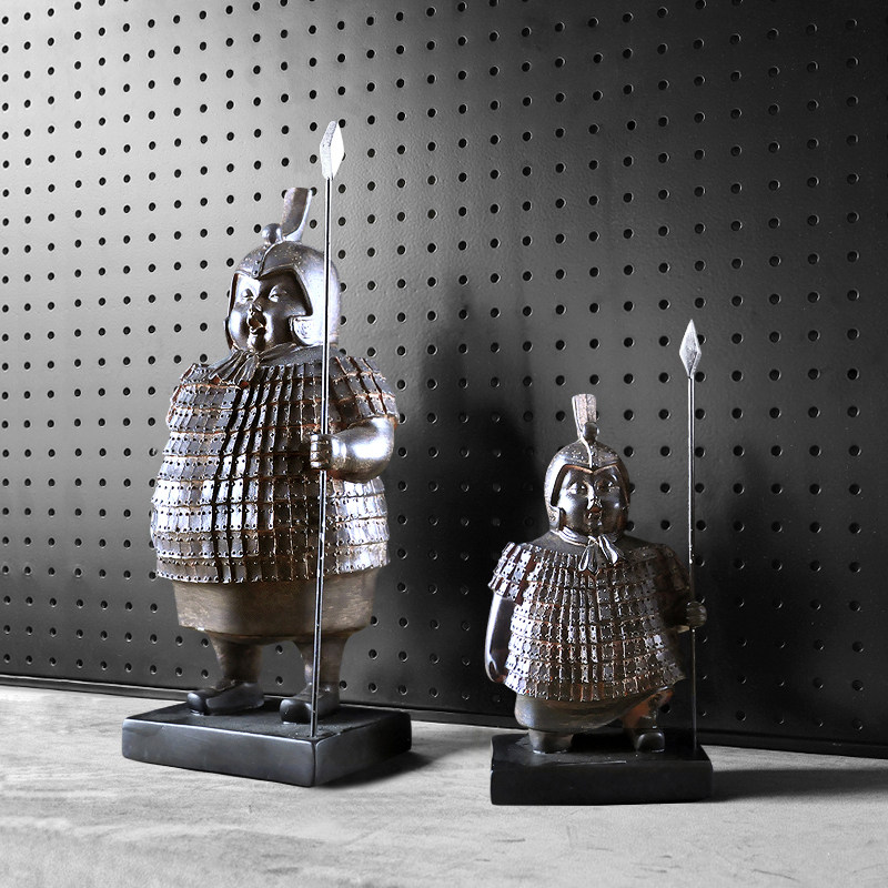 新品 创意古代士兵装饰摆件 家居电视柜橱窗复古秦兵马俑摆设
