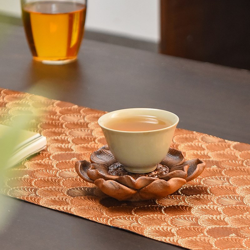 禅意茶杯垫中式复古陶瓷莲花香托香座茶宠茶道功夫茶具壶承底座