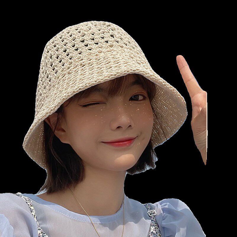 帽子假发一体波波头女锁骨发2024新款光头夏天时尚遮阳镂空帽假发