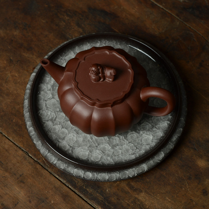 功夫茶具哥窑青瓷铁胎冰裂纹茶壶托盘全手工干泡台陶瓷高端壶承垫