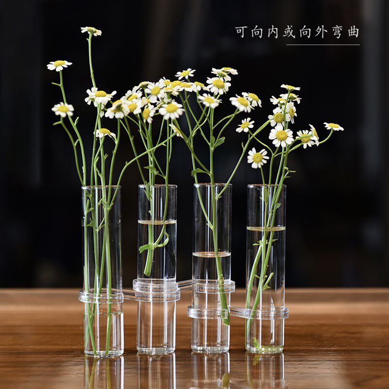 一排试管花瓶鲜花绿植水培玻璃花瓶创意网红花架家居摆件可折叠