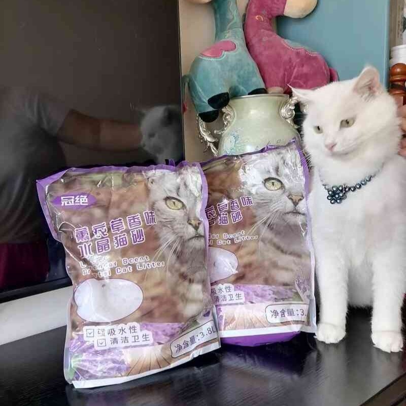 冠绝3.8L/袋水晶猫砂无尘薰衣草除臭猫咪用品懒人遇水释香6袋环保