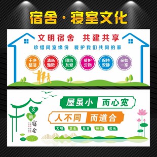 宿舍文化墙面装饰学生校寝室走廊楼梯文明标语建设布置墙贴纸自粘