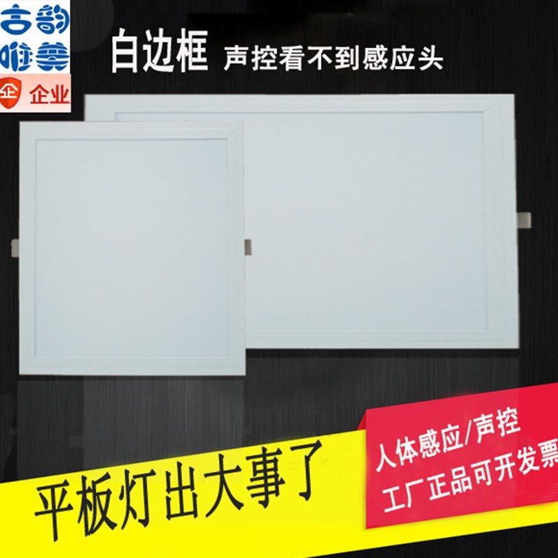 感应平板灯人体声控玄关厨房卫生间过道电梯面板灯集成吊顶智能灯