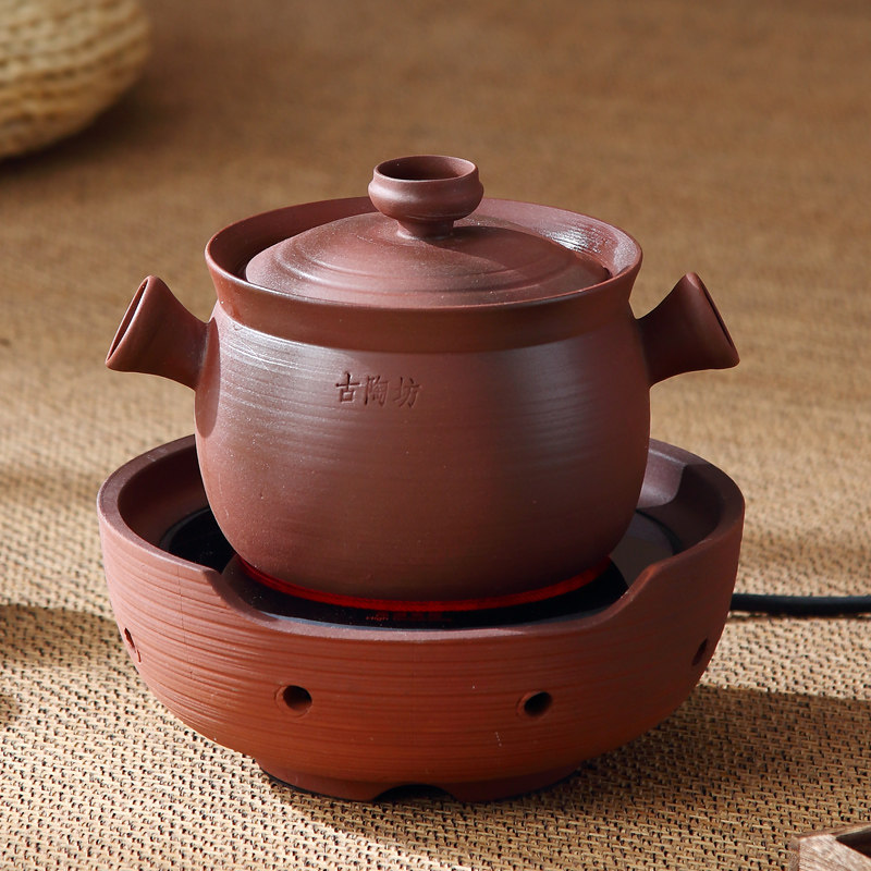古陶坊煮茶煲小号白茶黑普洱围炉煮茶壶带盖家用陶壶茶碗手工砂锅