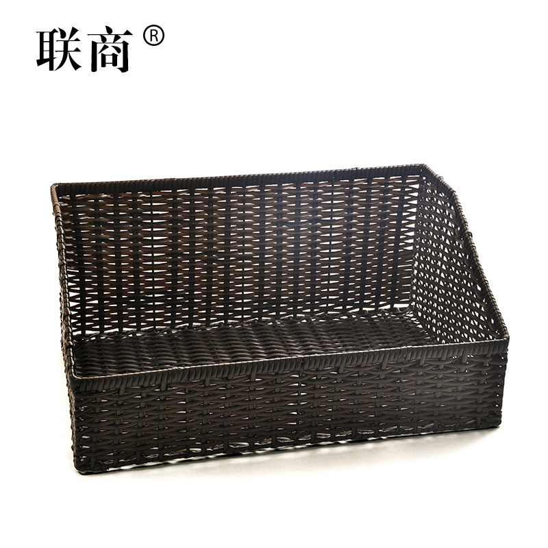 超市陈列藤筐斜面梯型藤编筐水果蔬菜篮堆头展示散称食品收纳摆放