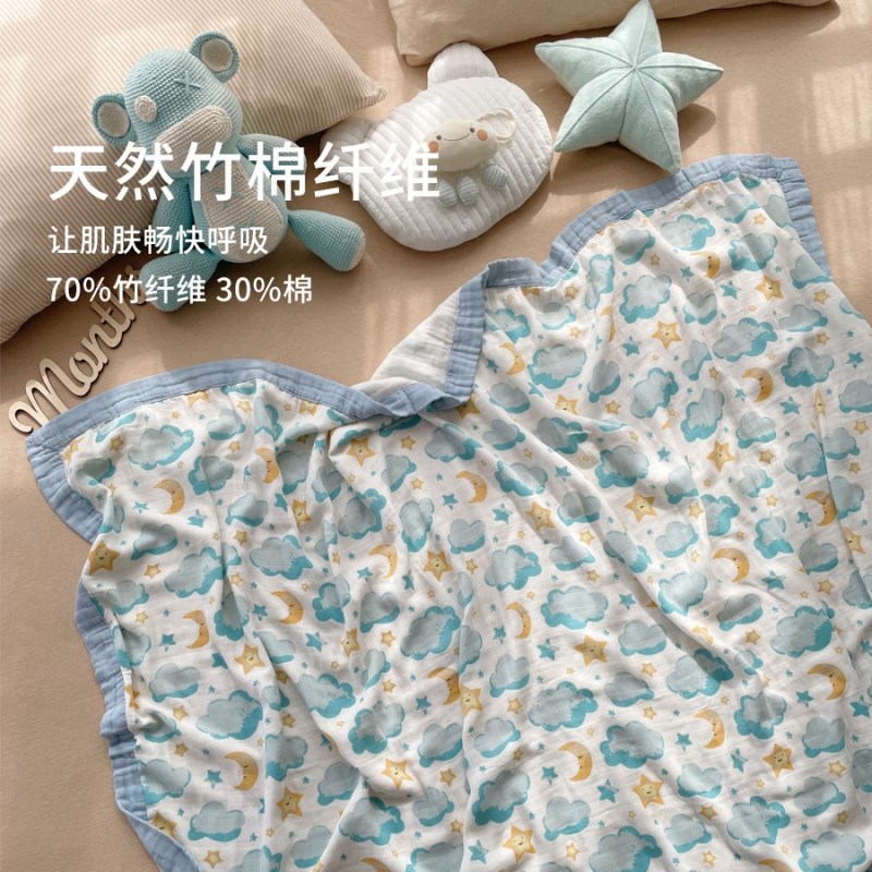 儿童纱布被子150*200四层竹棉纱布盖毯加大夏季宝宝空调成人盖被