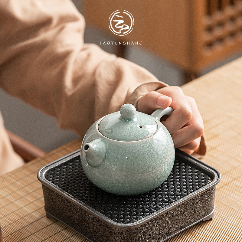 汝窑开片冰花釉功夫茶具套装陶瓷家用整套高档办公室轻奢泡茶送礼