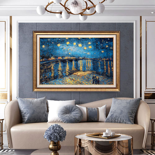 梵高装饰画进门玄关画横版星空美式餐厅挂画丰收客厅壁画欧式卧室