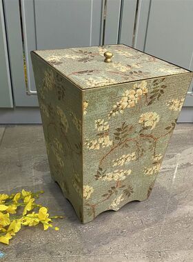 美式田园风格垃圾桶 欧式木质家用收纳桶 花园垃圾桶新品质量保证