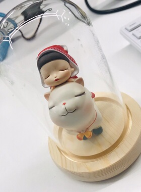 白夜童话贾晓欧手办潮玩玻璃罩展示(仅含有玻璃罩和底座)
