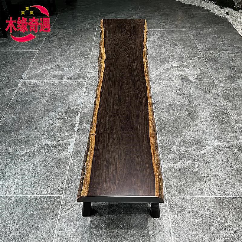 黑檀木凳长条凳实木凳皮灰长凳子风车木树皮条凳黑檀茶桌配套凳子