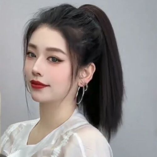 网红假发马尾夏季假发直发绑带假发夹假发网红直发清爽女神发型
