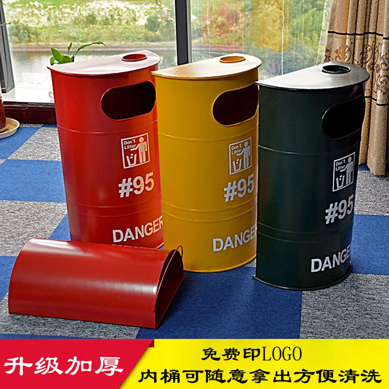 复古怀旧铁艺汽油桶精致垃圾桶创意收纳桶家居软装邮筒信箱摆件