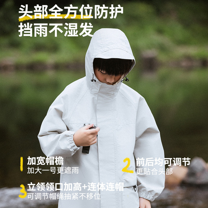 儿童雨衣男童全身防水游乐园漂流幼儿园宝宝女童拉链款书包位雨披