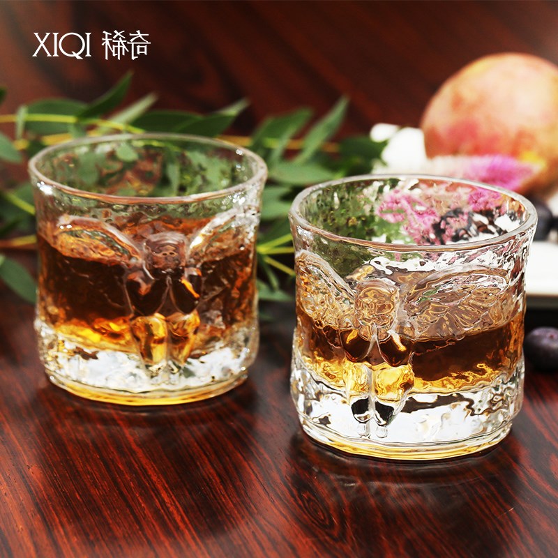 稀奇艺术女士威士忌杯玻璃杯天使浮雕玻璃洋酒水杯子礼盒装