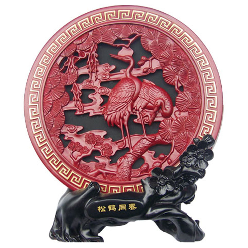 老人祝寿寿礼实用生日礼品家装饰品送爷爷奶奶松鹤同春工艺品摆件