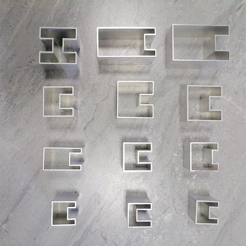 凹型管铝合金凹槽管楼梯卡夹玻璃扶手凹字形铝方管U型槽带槽方管