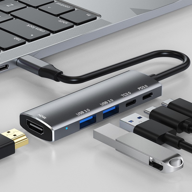 一拖五集线扩展坞typec转HD4k分线器适用Switch拓展坞USB HUB
