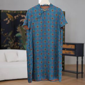 【香云纱·暮蓝锦】新中式国风桑蚕丝红云纱连衣裙XCJ26070317