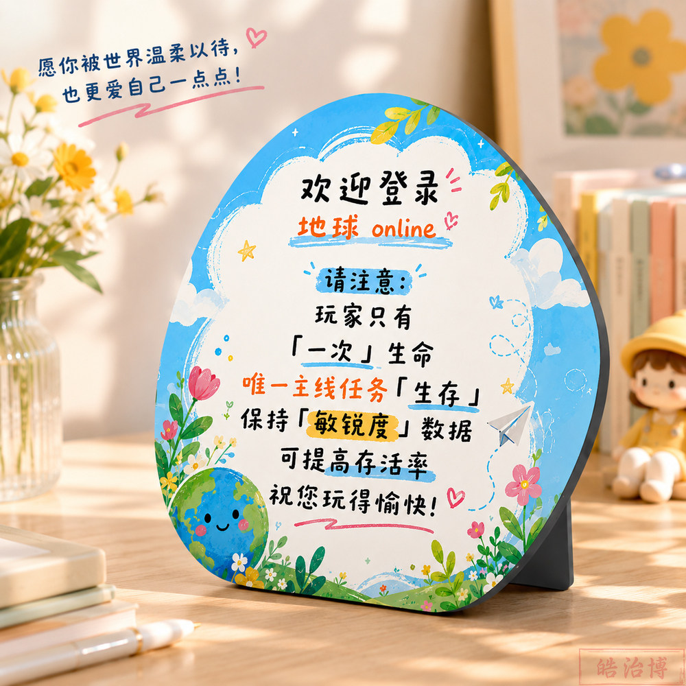 欢迎登录地球OL打工人励志桌面摆件文字相框办公桌装饰治愈礼物