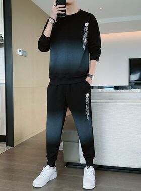 运动套装男士冬季搭配帅气一套衣服潮牌两件套时尚休闲运动服男装
