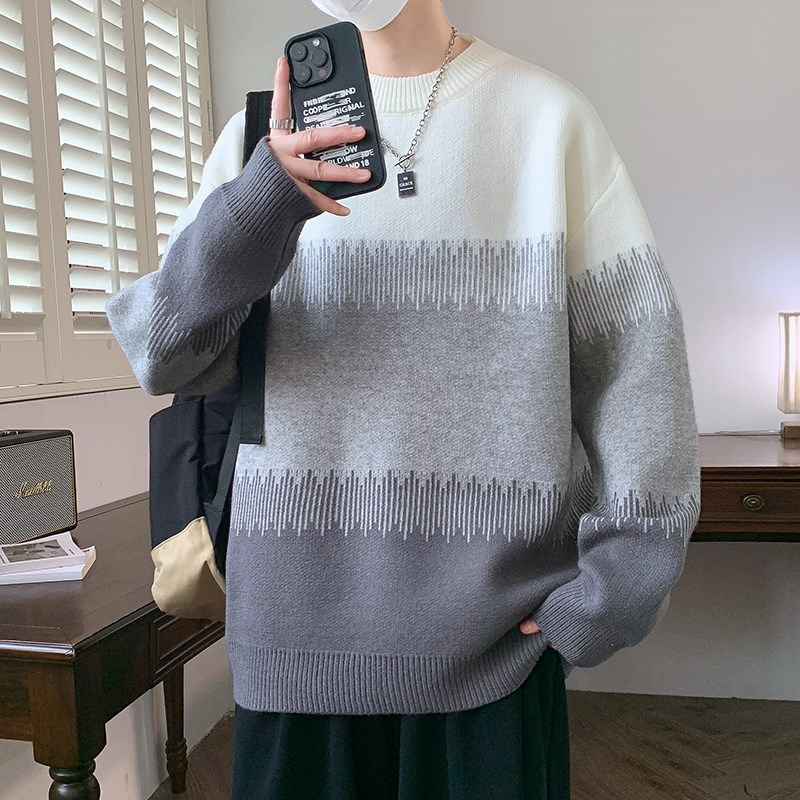 2024新款秋冬季加厚毛衣男孩青少年线衣初高中学生大童针织打底衫图片