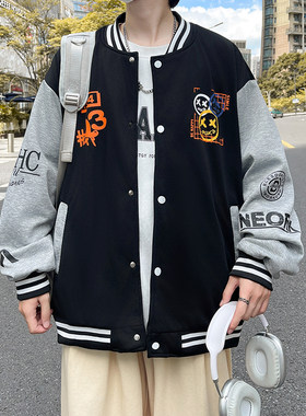 春秋季青少年外套男孩12岁初中学生13棒球服夹克15大童装纯棉上衣