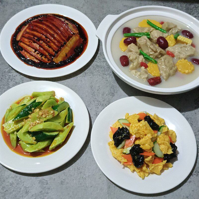 食物模型梅菜扣肉红烧鱼木耳炒鸡蛋大虾扇贝海鲜拼盘厨房装饰道具